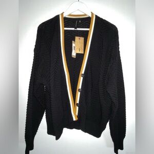 NWT Knot Sisters S Small Black ROMY Knit Cardigan Sweater 100% Cotton NEW